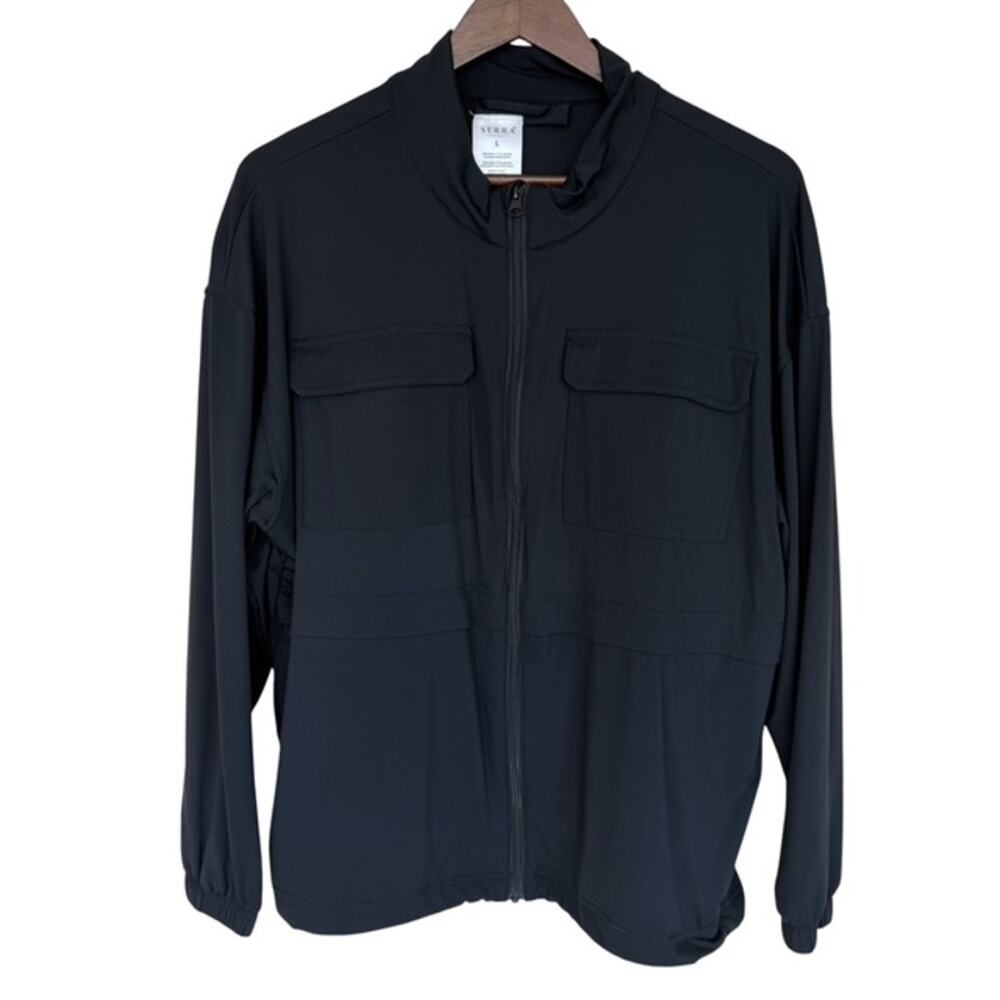 Serra Black Full Zip Lightweight Jacket with Pockets - Large